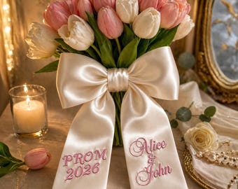 Banda para ramo de graduación personalizada 2026, lazo para ramo bordado a medida, cinta para flores de graduación, envoltura para ramillete de graduación con nombre y fecha, banda para boda.