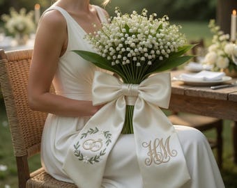 Lazo con nombre bordado personalizado, banda para ramo de novia, cinta nupcial personalizada, regalo multicolor para despedida de soltera, banda para ramo de graduación.