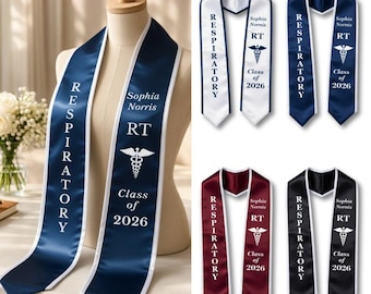 Personalize Respiratory Therapist Graduation Stole, Respiratory Therapy Grad Sash, Graduation 2026 Sash, Gift For Graduation