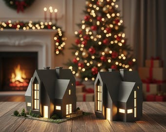 Kerstdorpshuisdecoratie STL (set) – 3D-afdrukbaar vakantiebestand – digitale download