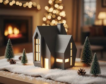 Kerstdorpshuisdecoratie STL (V1) – 3D-afdrukbaar vakantiebestand – digitale download