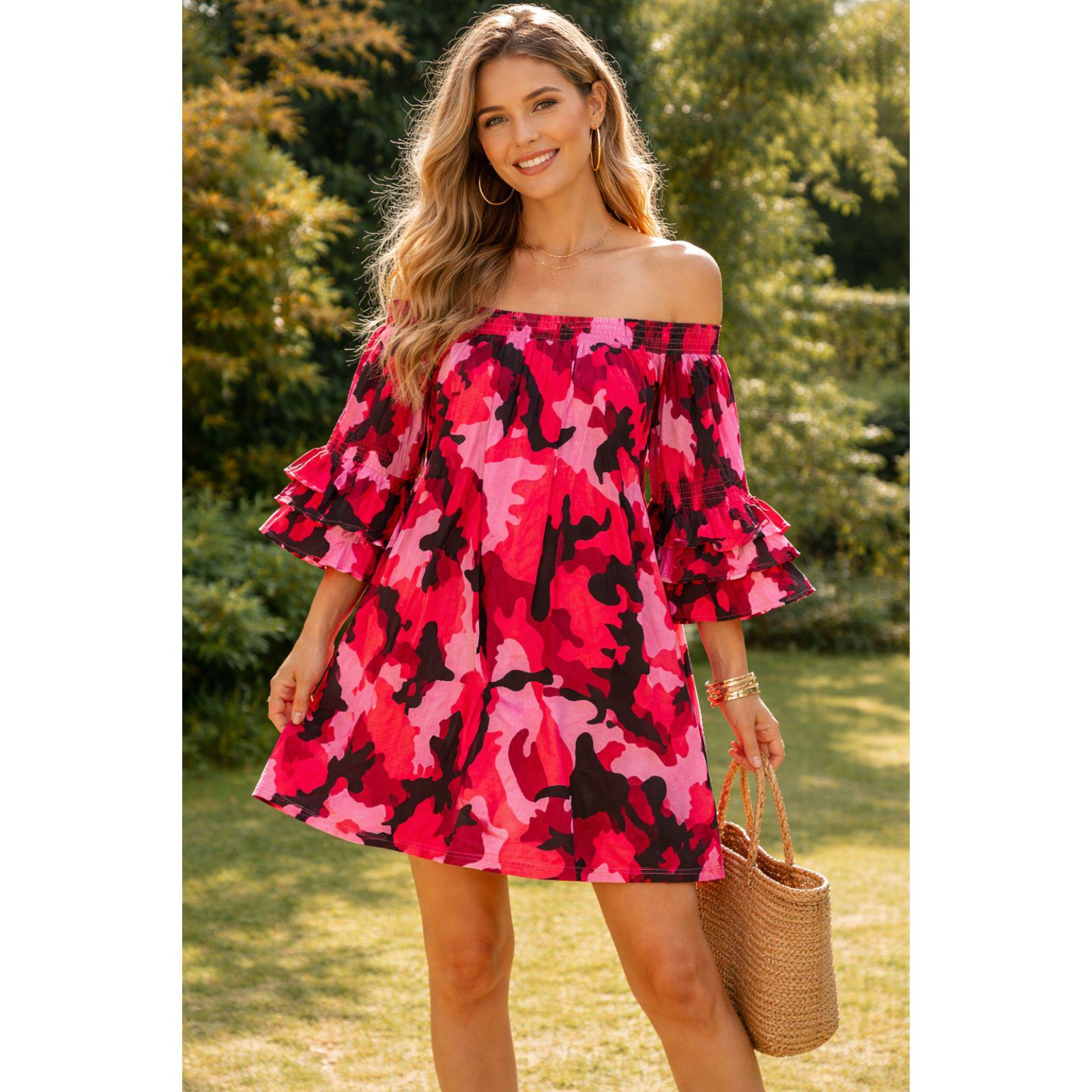 Off the Shoulder Pink Ruffle Dress - Etsy