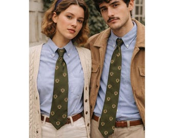 Corbata vintage Dino Verdi – Verde oliva – Estilo italiano clásico unisex