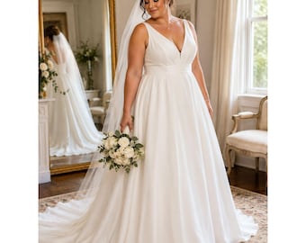 Ava Laurénne Bride A-Line Wedding Gown White Bridal elegant Train US 20