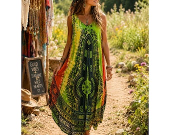 Tribal Sommer Boho ärmelloses Kleid One Size Batwing Tribal Print Cover Up