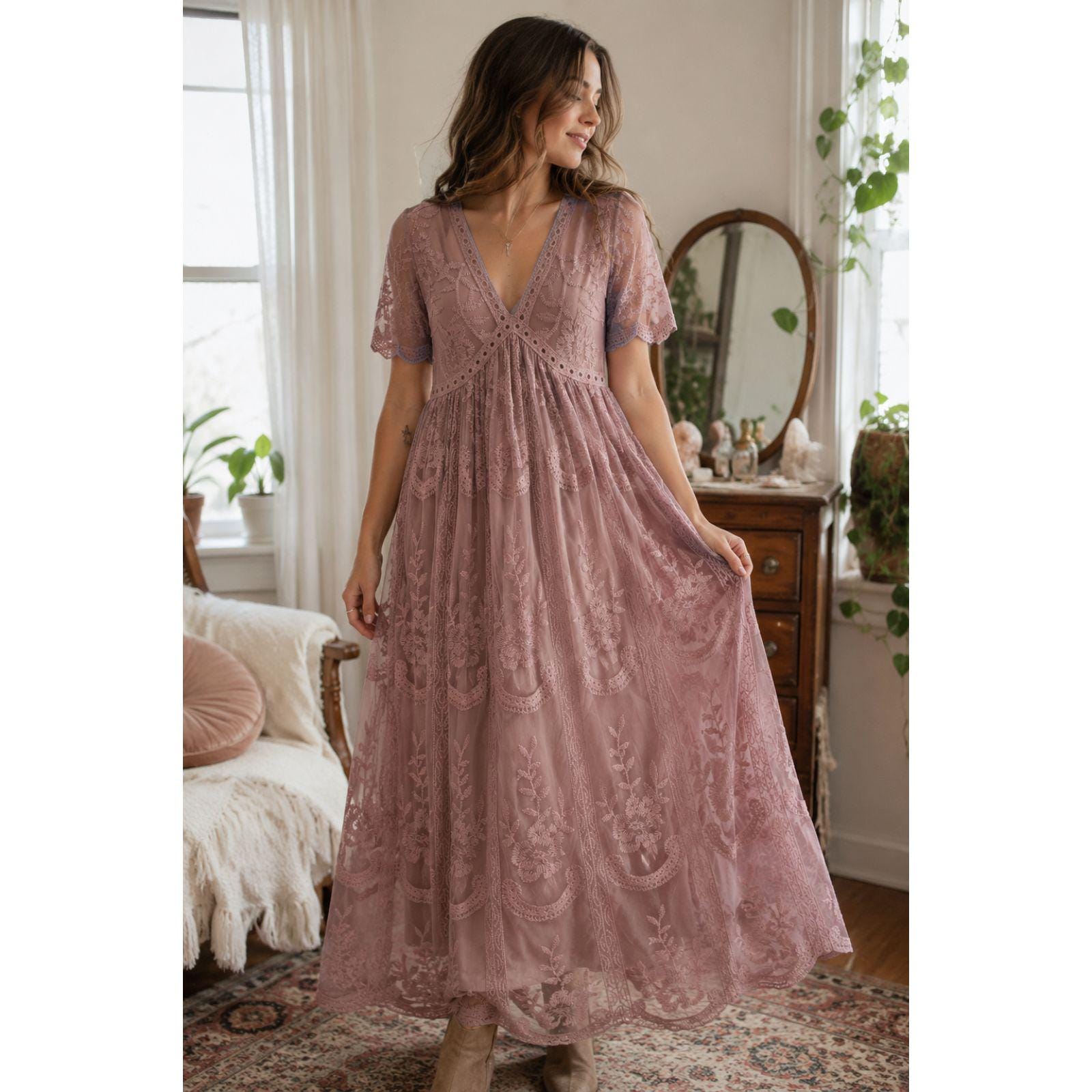 Dusty Rose Maxi Dress - Etsy