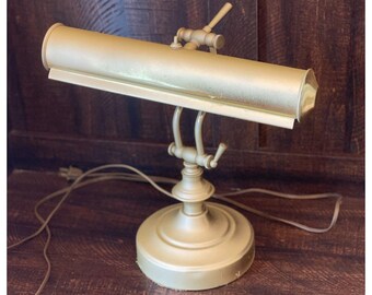 Vintage Adjustable Piano Banker Desk Lamp Matte Gold Library Office Light