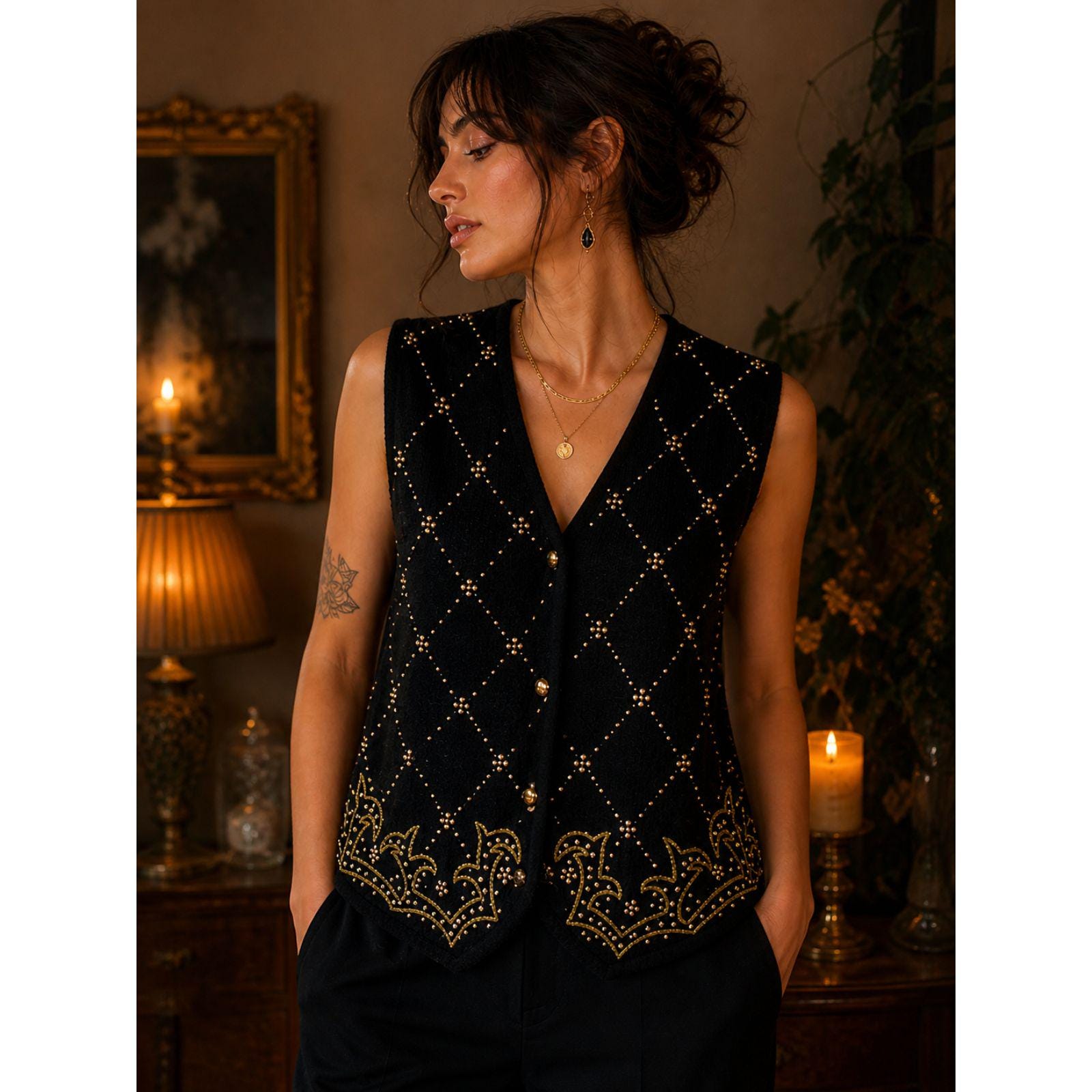Rhinestone Vest - Etsy