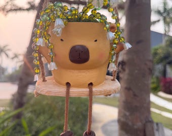 Hangende plantenbak beer, tuindecor, plantenhouder voor buiten