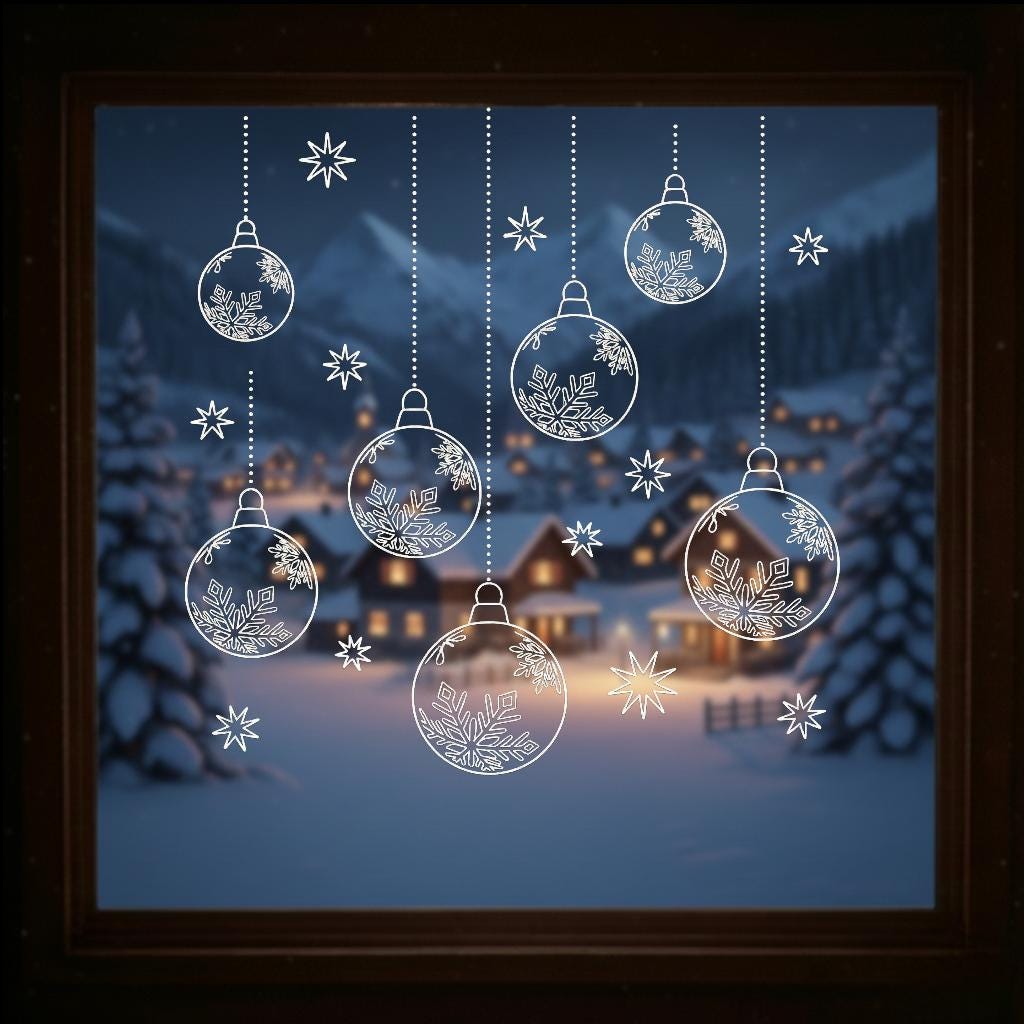 AJW-Jannyshop NoëL Boule De Neige Stickers Muraux Amovibles Mur De