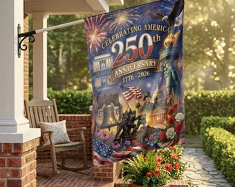 America 250th Anniversary Garden Flag, 1776-2026 Patriotic House Flag, Semiquincentennial USA Decor, Double Sided Fireworks & Eagle