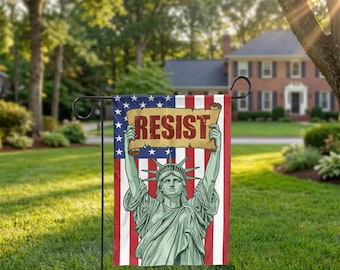 Resist Statue of Liberty Garden Flag, Political Activism Yard Sign, Patriotic Outdoor Decor