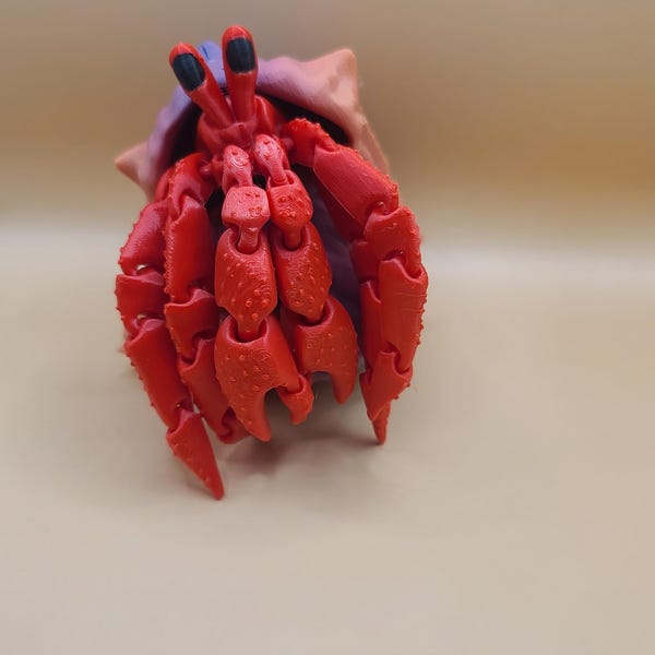 Caranguejo-eremita articulado em STL | Caranguejo-eremita para decoração | Modelo 3D sem suportes | Brinquedo articulado para impressão 3D | Impressão fácil