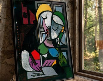 Abstract Cubism Couple Canvas Print, Modern Home Decor