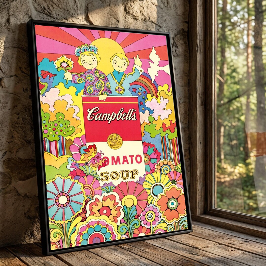 Retro Campbell's Soup Canvas, Floral Pop Art Kitchen Decor - Etsy