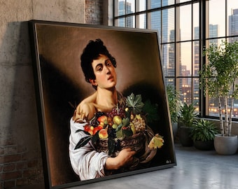 Caravaggio Junge mit Obst Leinwand, Barock Stillleben, Renaissance Wandkunst