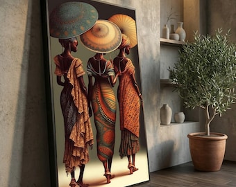 African Women Canvas Print, Ethnic Fashion Wall Decor