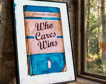 Couverture de livre en toile « Who Cares Wins » de Harland Miller, art pingouin vintage