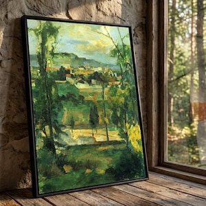 Cezanne Style Landscape Canvas, Impressionist Forest Wall Art