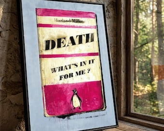 Couverture de livre en toile « Death » Harland Miller, impression d'art Pingouin vintage
