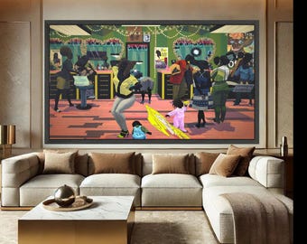 Kerry James Marshall Salon Scene Canvas Print, African American Art