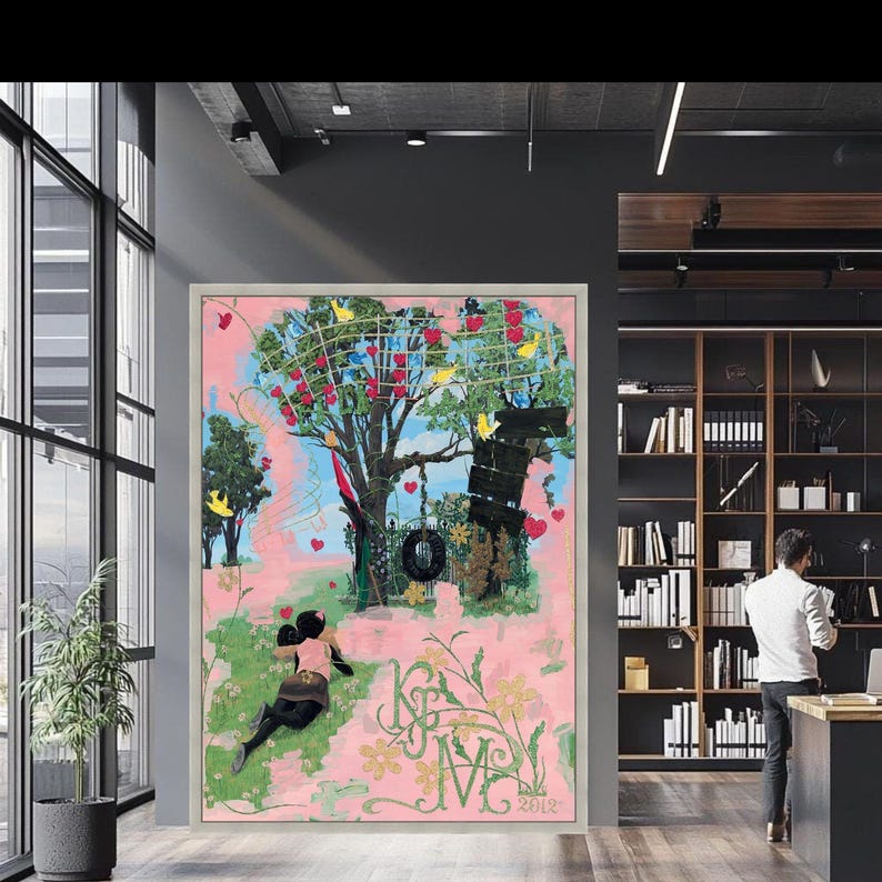 Kerry James Marshall Canvastavla, Nyckfull Trädgungakonst bild 6