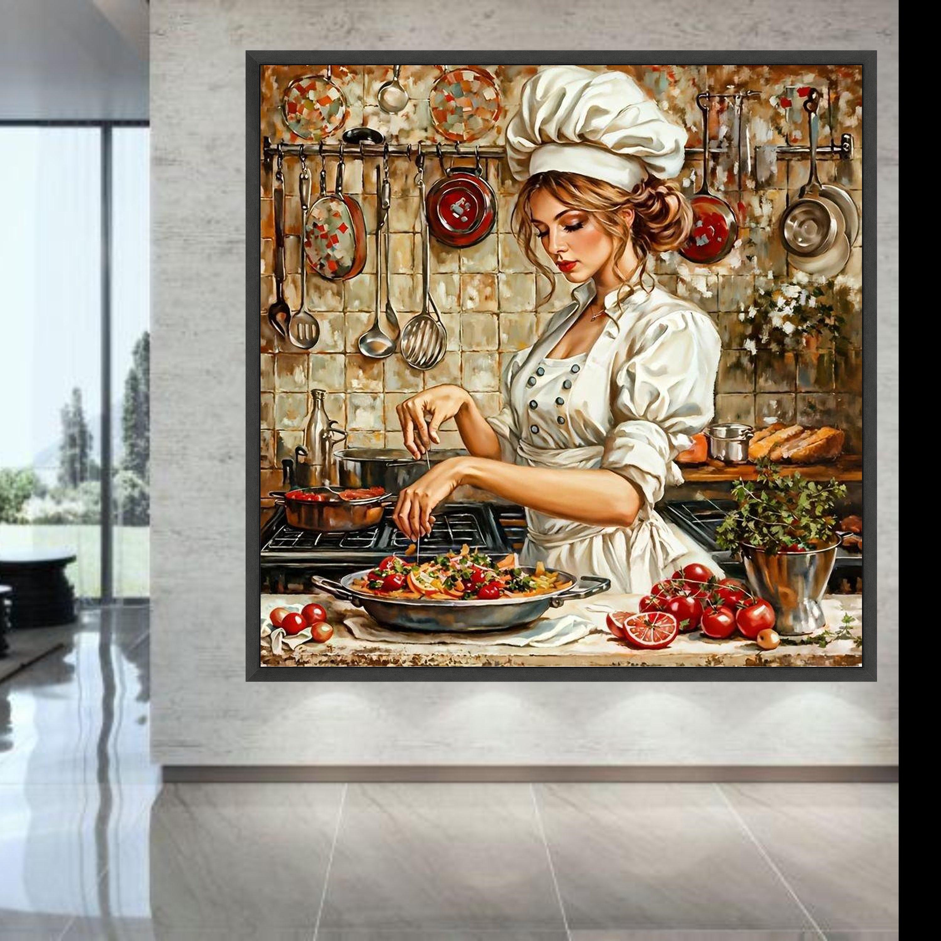 Chef Cooking Canvas Print, Rustic Gourmet Kitchen Decor - Etsy