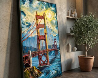 Golden Gate Bridge Canvas, Vibrant San Francisco Cityscape, Modern Wall Art
