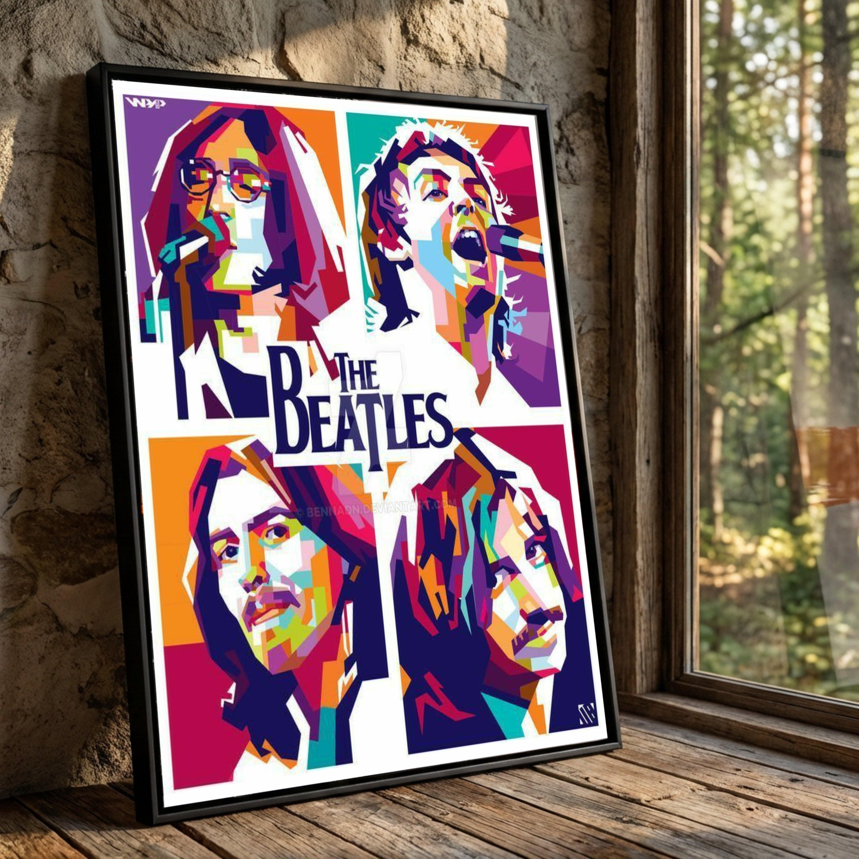 The Beatles Pop Art Canvas, Retro Music Legend Portrait, Ready to