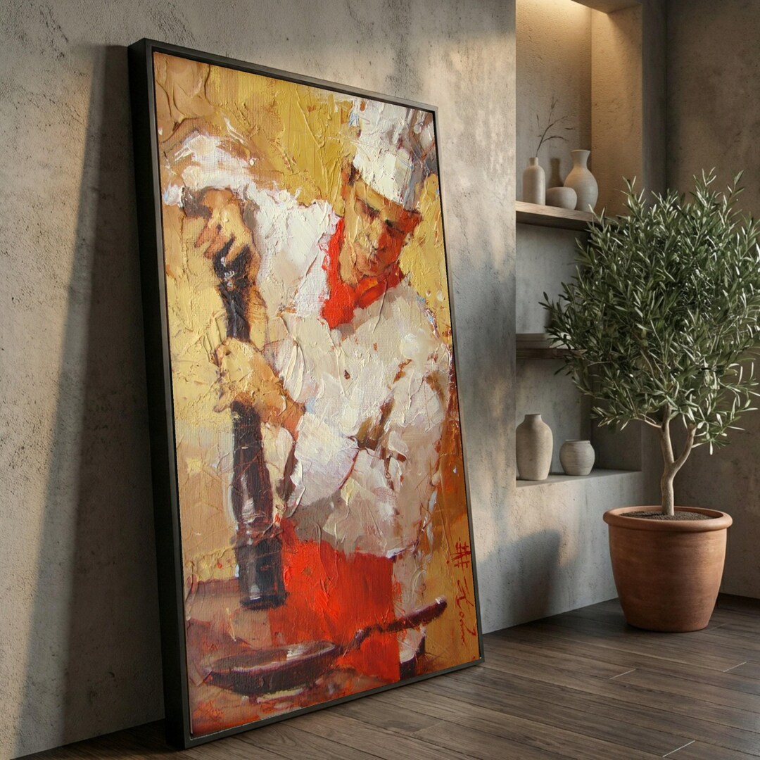 canvas geeks cooking kitchen café - wrapped canvas... Chef Cooking Canvas, Modern Kitchen Wall Art - Etsy