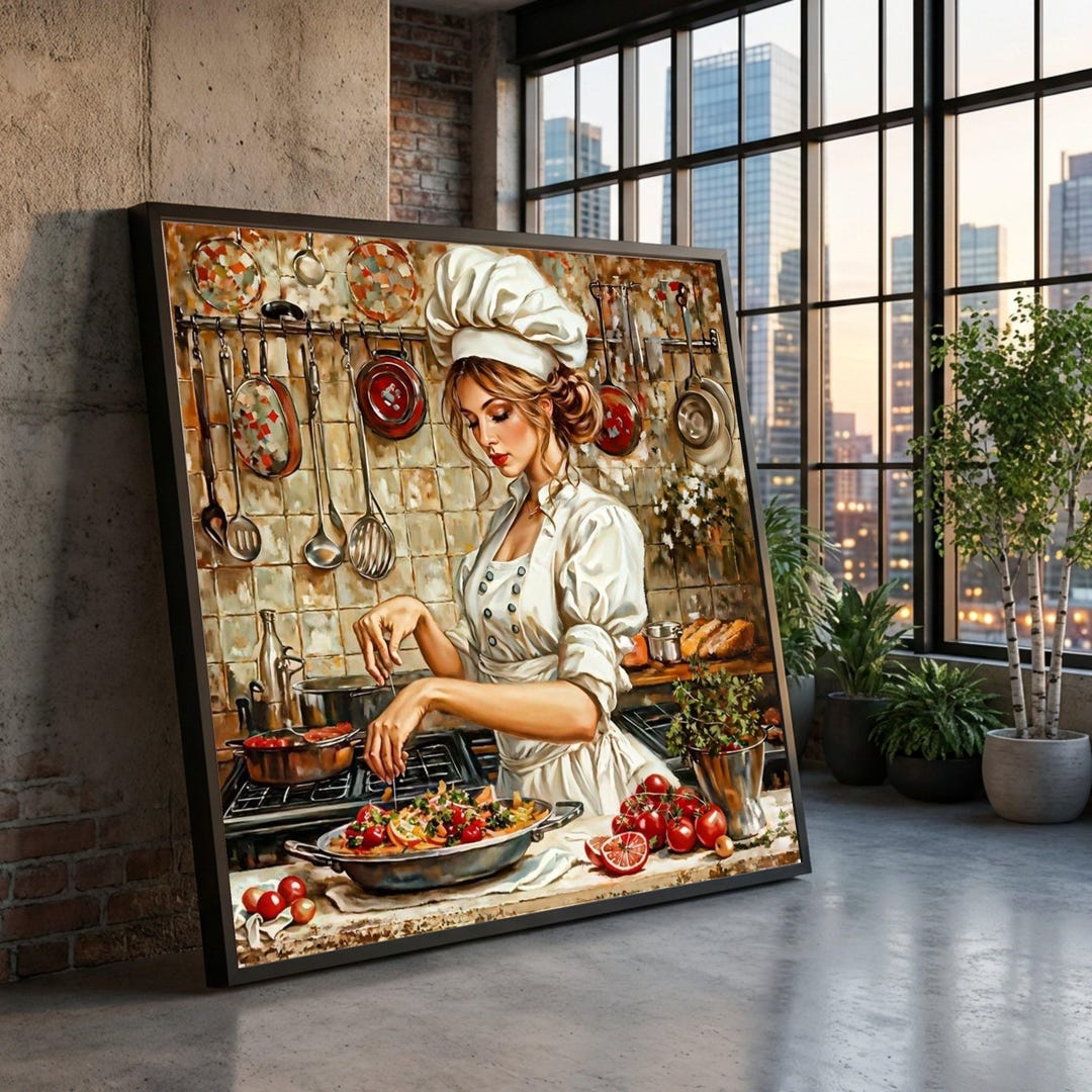 food photography canvas print: kitchen & restaurant... Chef Cooking Canvas Print, Rustic Gourmet Kitchen Decor - Etsy