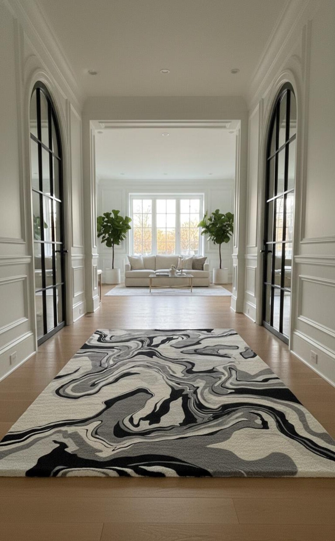 White Abstract Pattern Area Rug Hand-tufted Abstract Area Rug – Black, Grey, and White Swirl Design - Etsy
