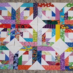 12 BRIGHT STARS Quilt Top Fabric Blocks Squares