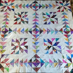 Scrappy Chasing GOOSE  Quilt Top made in USA 100% cotton