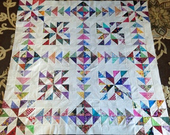 Scrappy Chasing GOOSE  Quilt Top made in USA 100% cotton