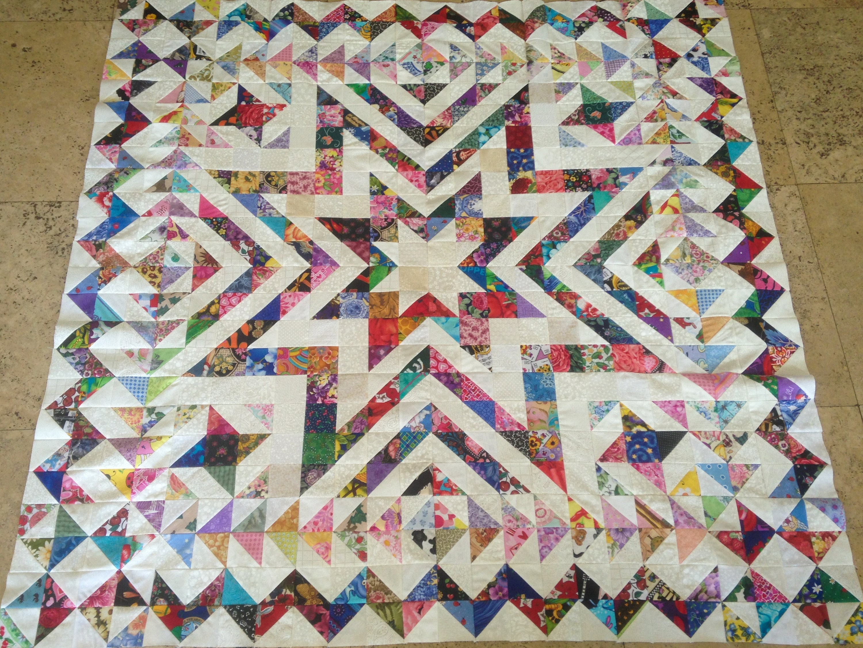 Scrappy Amazing Star Quilt Top made in USA 100 cotton Etsy