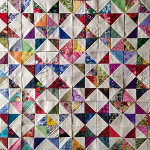 12 MIX COLOR Collection Eight Point Scrappy Stars Quilt Top Fabric Blocks 100% Cotton Made in USA