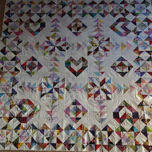 Scrappy Amazing Hearts  Quilt Top made in USA 100% cotton