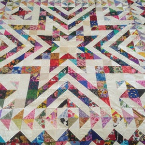 Scrappy Amazing Star Quilt Top made in USA 100% cotton image 2