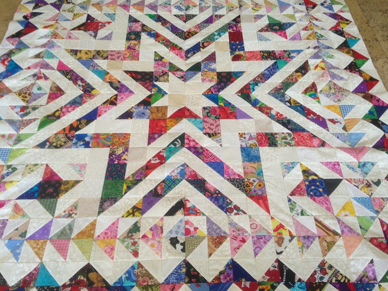 Scrappy Amazing Star Quilt Top made in USA 100% cotton image 2