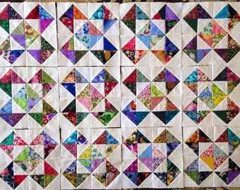 12 COLOR Collection Crosses and  Stars Quilt Top Fabric Blocks 100% Cotton Made in USA