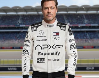 APXGP Racing Bomberjacke F1 APXGP Mercedes Striped Letterman Racing Jacke Echtes Kunstleder Brad Pitt F1 Racer Jacke Weihnachtsgeschenk