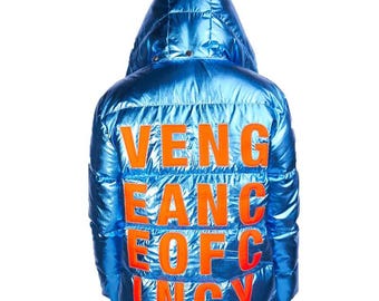 King Von Metallic Blaue Kugeljacke mit Pelzkapuze Glänzender Winter Unisex Streetwear Wintermantel Kugelpfeife Bubble Jacke Warme, gefütterte Jacke