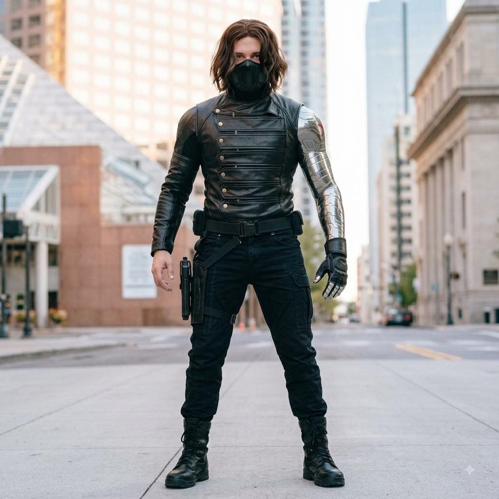 winter soldier dress up Cosplay Purple Mock Neck Dress color:Cream Other accessories are not Neck Size:23.5