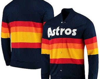 Vintage Houston Astros Regenbogen Jacke Retro 80s Style | Navy Blau Warm-Up Trainingsjacke | Unisex