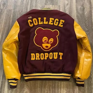 Vintage Maroon & Yellow Varsity Jacket • Custom Letterman Style Coat • Wool & Leather Sleeve Bomber • Unisex College Jacket • Holiday Gift