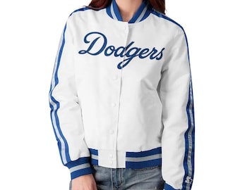Kurtka baseballowa LA Women's Varsity | Haftowany prezent dla drużyny baseballowej | Ręcznie robiona kurtka baseballowa vintage | Najlepszy prezent dla kobiet Białe kurtki z nadrukiem
