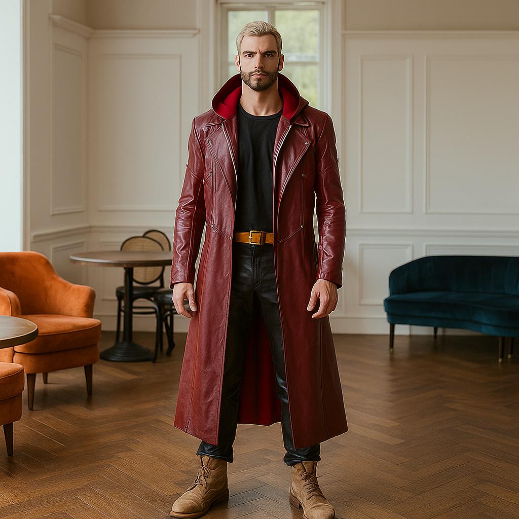 Edward Elric Style Faux Leather Trench Coat | Anime Cosplay Outfit