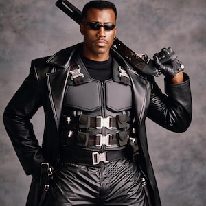 Blade Tactical Leather Vest | Wesley Snipes Cosplay Costume |Armor Vest Gift | Gothic Cyberpunk Streetwear Vest Wesley Snipes Vampire Hunter