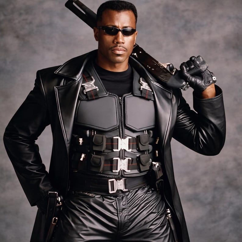 Blade Tactical Leather Vest | Wesley Snipes Cosplay Costume |Armor Vest Gift | Gothic Cyberpunk Streetwear Vest Wesley Snipes Vampire Hunter